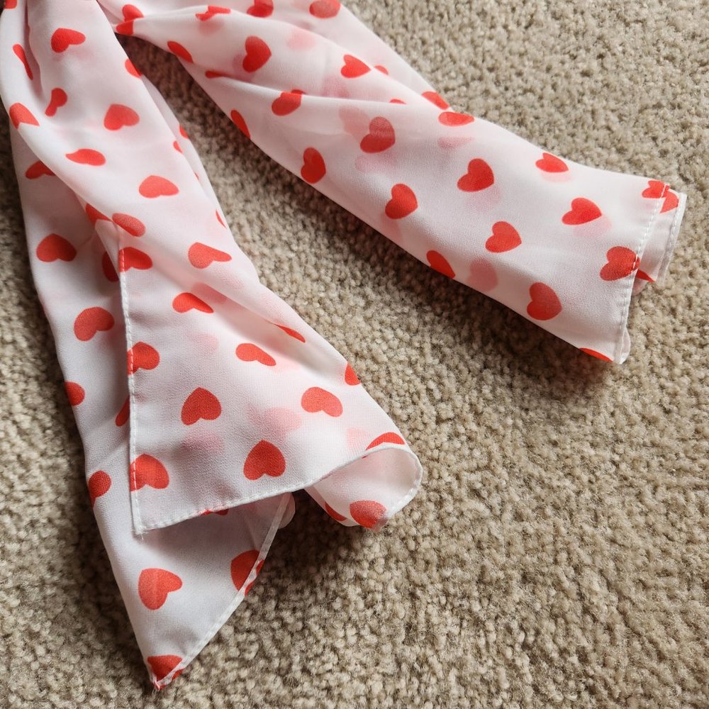 NEW Chiffon Scarf Heart Print Valentine's Day